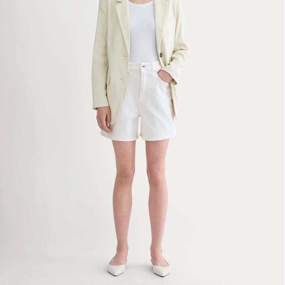 NWOT Everlane The A-Line High-Rise Organic Cotton Denim Short In White Size 27